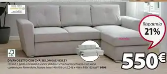 JYSK Divano letto con chaise longue offerta