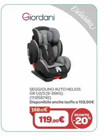 Bimbo Store Seggiolino auto helios offerta