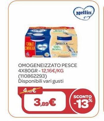 Bimbo Store Omogeneizzato di pesce mellin offerta