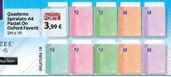Carrefour Oxford Favorit Quaderno Spiralato A4 Pastel On 5M o 1R offerta