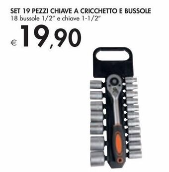 Set 19 pezzi chiave a cricchetto e bussole