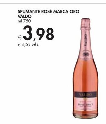 Spumante rosè marca oro valdo