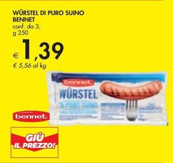 Bennet Wurstel di puro suino bennet offerta