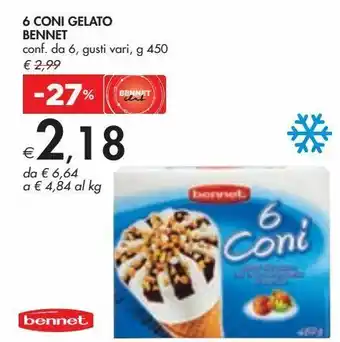 Bennet 6 coni gelato bennet offerta