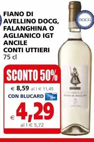 Fiano di avellino docg, aglianico igt ancile conti uttieri