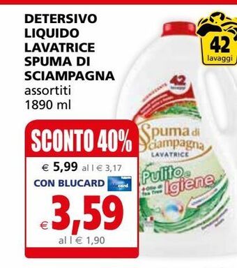 Il Gigante Detersivo liquido lavatrice spuma di sciampagna offerta