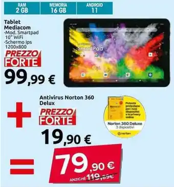 Mediacom Tablet + Norton 360 Delux Antivirus