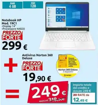 Carrefour hp Notebook Mod. 19C1 + Norton 360 Deluxe Antivirus offerta