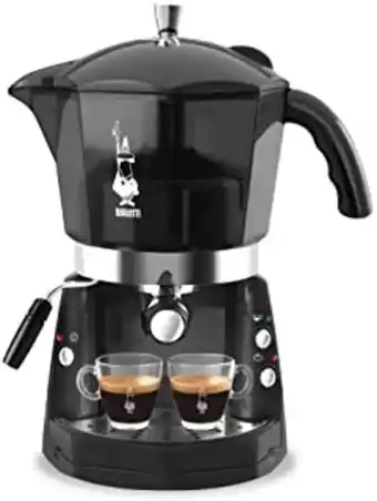 Bialetti mokona, macchina caffè espresso, sistema aperto (per macinato, capsule e cialde),1250w, nero