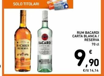 Rum bacardi / carta blanca reserva
