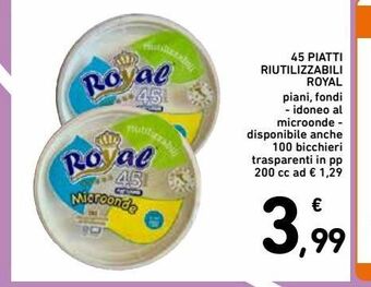 Spazio Conad 45 piatti riutilizzabili royal offerta