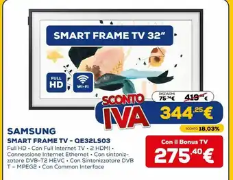 Euronics Samsung smart frame tv - qe32ls03 offerta
