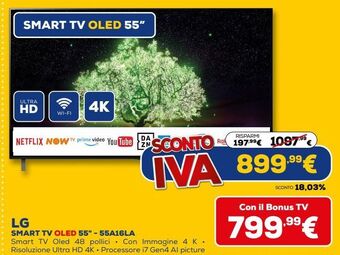 Euronics Lg smart tv oled 55" - 55a16la offerta