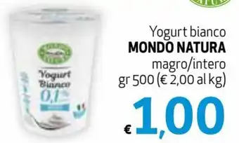 Spak Supermercati Mondo Natura Yogurt bianco magro/intero gr 500 offerta