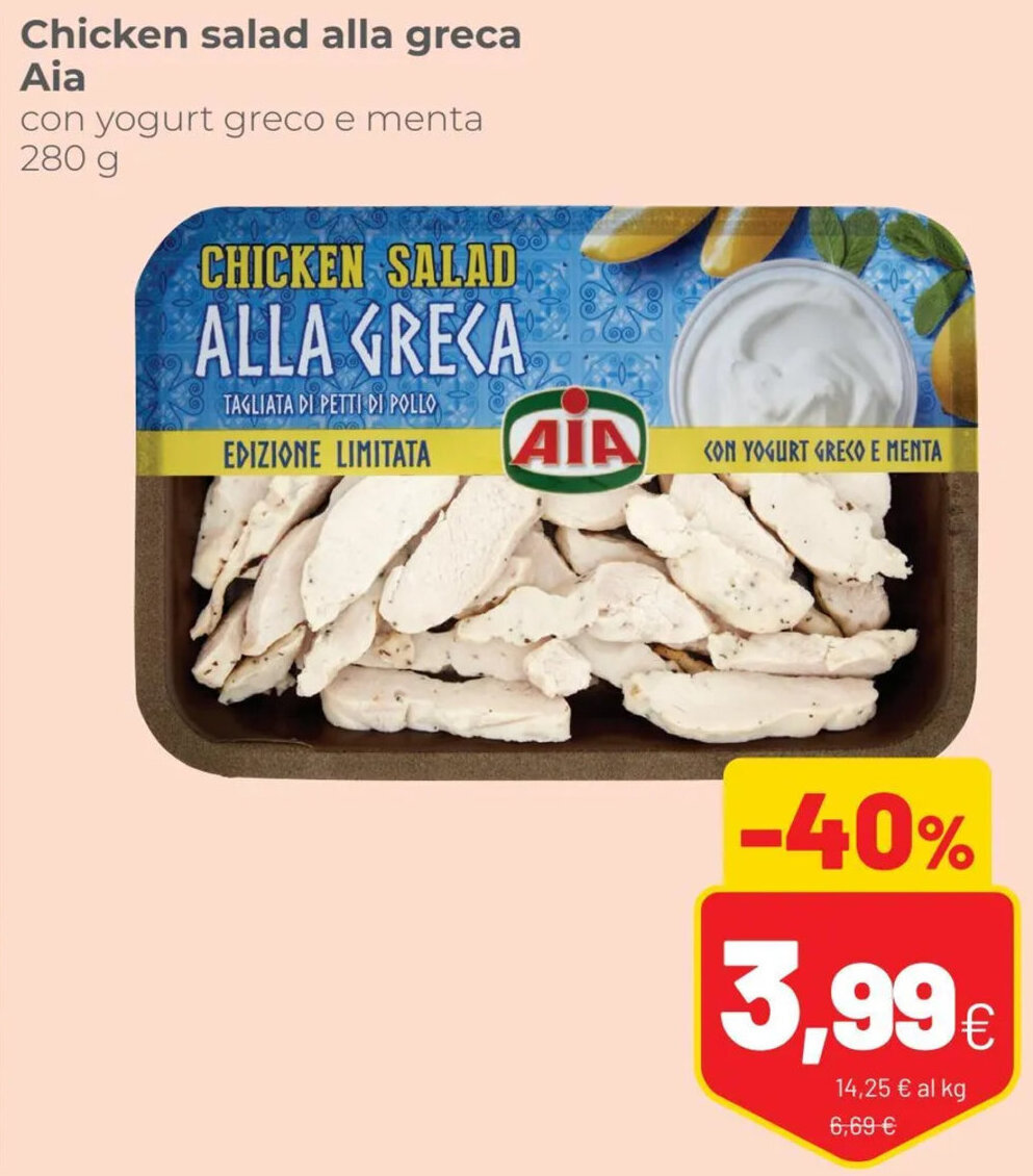 AIA Chicken Salad Alla Greca Con Yogurt Greco E Menta 280 g offerta di Coop