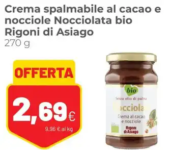 Coop Bio Rigoni di Asiago Crema Spalmabile Al Cacao E Nocciole Nocciolata 270 g offerta