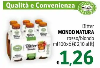 Spak Supermercati Mondo Natura Bitter rosso/biondo ml 100x6 offerta