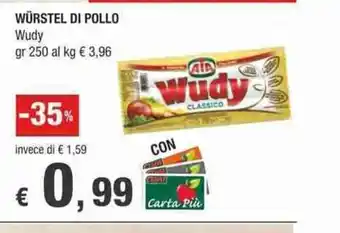 Crai Wudy Würstel Di Pollo 250 gr offerta