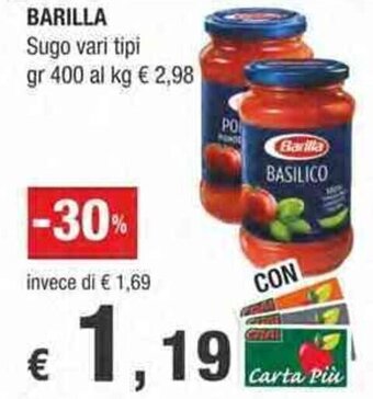 Crai Barilla Sugo vari tipi gr 400 offerta