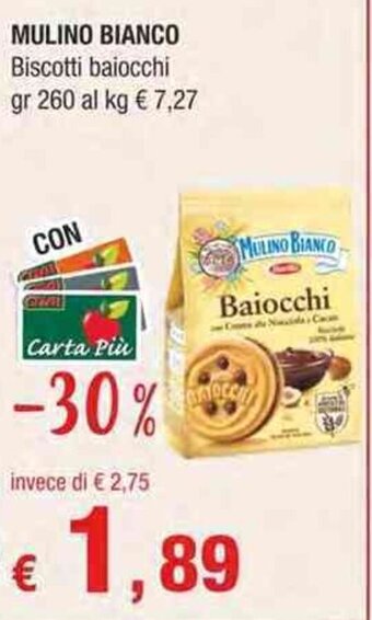 Crai Mulino Bianco Biscotti Baiocchi gr 260 offerta