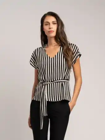Invidia Camicia donna rigata mezza manica realizzata in georgette offerta