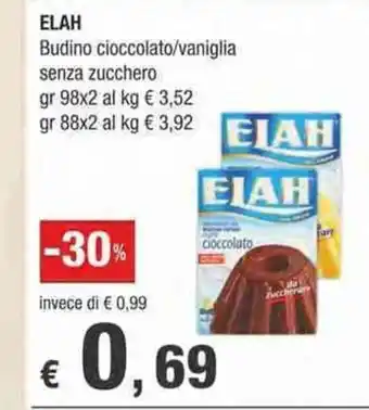 Crai Elah Budino cioccolato/vaniglia senza zucchero 98 x 2 gr offerta