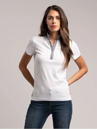 Polo donna manica corta realizzata in jersey di cotone stretch