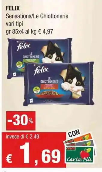 Crai Felix Sensations/Le Ghiottonerie vari tipi 85x4 gr offerta