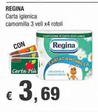 Crai Regina Carta igienica camomilla 3 veli x 4 rotoli offerta