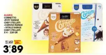 Mercati di Città La Prima Algida Cornetto Pote Range Chef Stellati,Caruso Range,Vitale Range Chef Stellati x 4 - 228 gr offerta