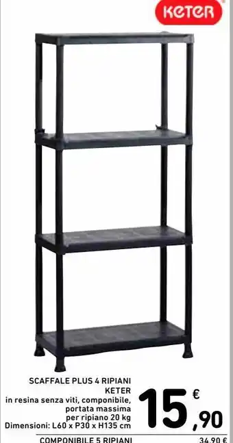 Spazio Conad Scaffale plus 4 ripiani keter offerta