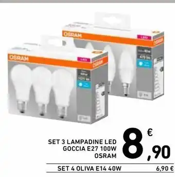 Spazio Conad Set 3 lampadine led goccia e 27 100 w osram offerta
