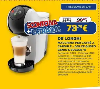 Euronics De' longhi macchina per caffè a capsule - dolce gusto genio s edg225.w offerta