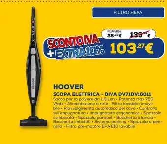 Euronics Hoover scopa elettrica - diva dv71dv16011 offerta