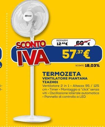 Euronics Termozeta ventilatore piantana tzazh01 offerta