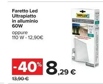 Carrefour Implux Faretto Led Ultrapiatto In Alluminio 60w offerta