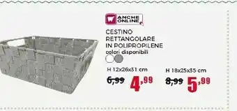 Happy Casa Happy Casa Cestino Rettangolare In Polipropilene offerta