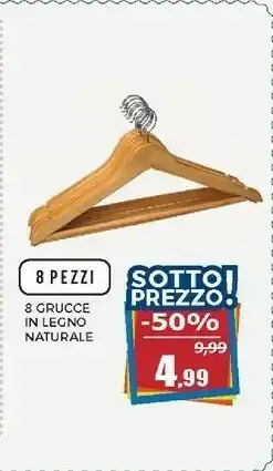 Happy Casa Happy Casa 8 Grucce In Legno Naturale offerta