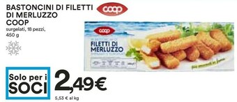 Coop Coop - Bastoncini Di Filetti Di Merluzzo Impanati E Surgelati 450 G(ml) offerta