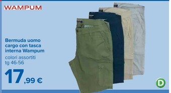 Carrefour Wampum Bermuda Uomo Cargo Con Tasca Interna offerta