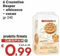 Despar Despar - 6 Crostatine Con Farcitura Albicocca 240 G(ml) offerta