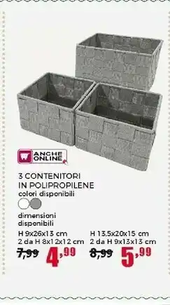 Happy Casa Happy Casa 3 Contenitori In Polipropilene offerta