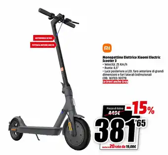 MediaWorld Xiaomi Monopattino Elettrico Electric Scooter 3 offerta