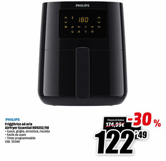 MediaWorld Philips Friggitrice ad aria Airfryer Essential HD9252/90 offerta