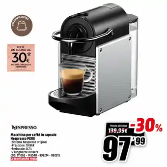 MediaWorld Nespresso Macchina per caffè in capsule Pixie offerta