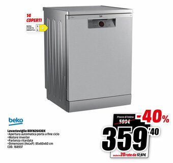 MediaWorld beko Lavastoviglie BDFN26430X offerta