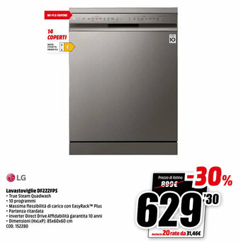 MediaWorld LG Lavastoviglie DF222FPS offerta