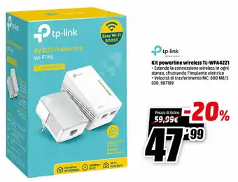MediaWorld tp-link Kit powerline wireless TL-WPA4221 offerta