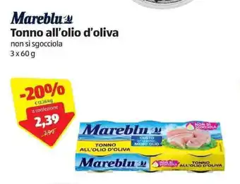 ALDI Mareblu Tonno all'olio d'oliva 3x60g offerta