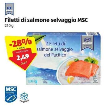ALDI Almare Filetti di salmone selvaggio MSC 250g offerta